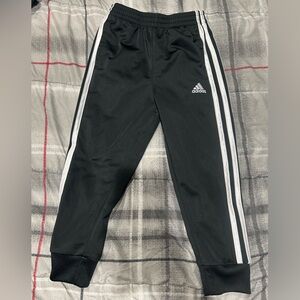 Adidas Kids Black Joggers with White Stripes